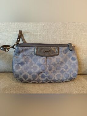 Coach Gray Signature Small Wristlet